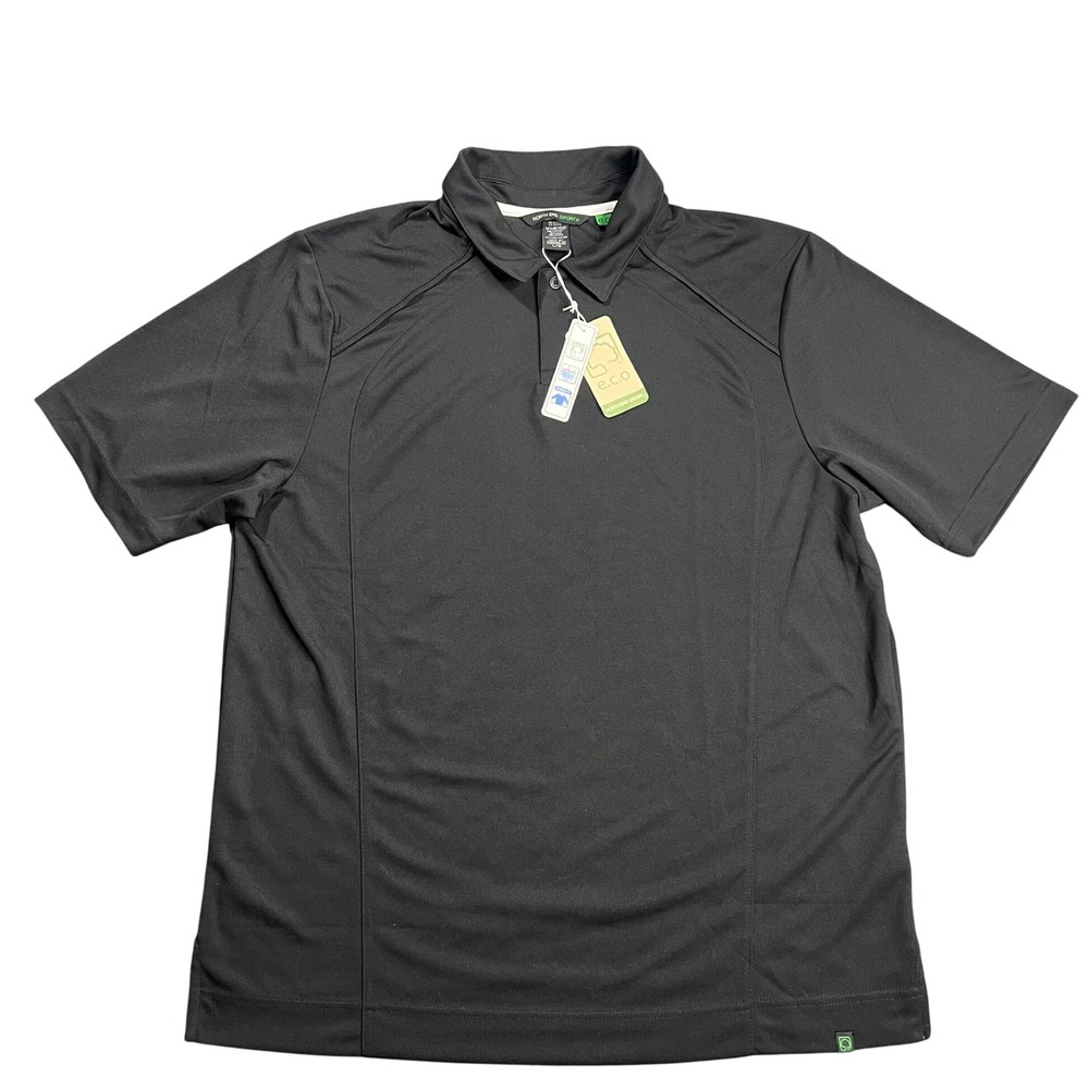 NWT‎ North End Sport ECO Men's Large Black Polo Shirt Recycled Polyester UPF